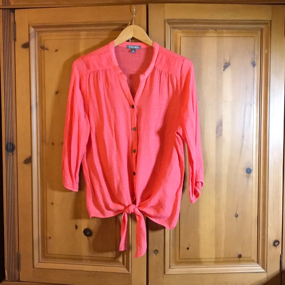 Roz & Ali Tie Front Blouse - Picture 1 of 4